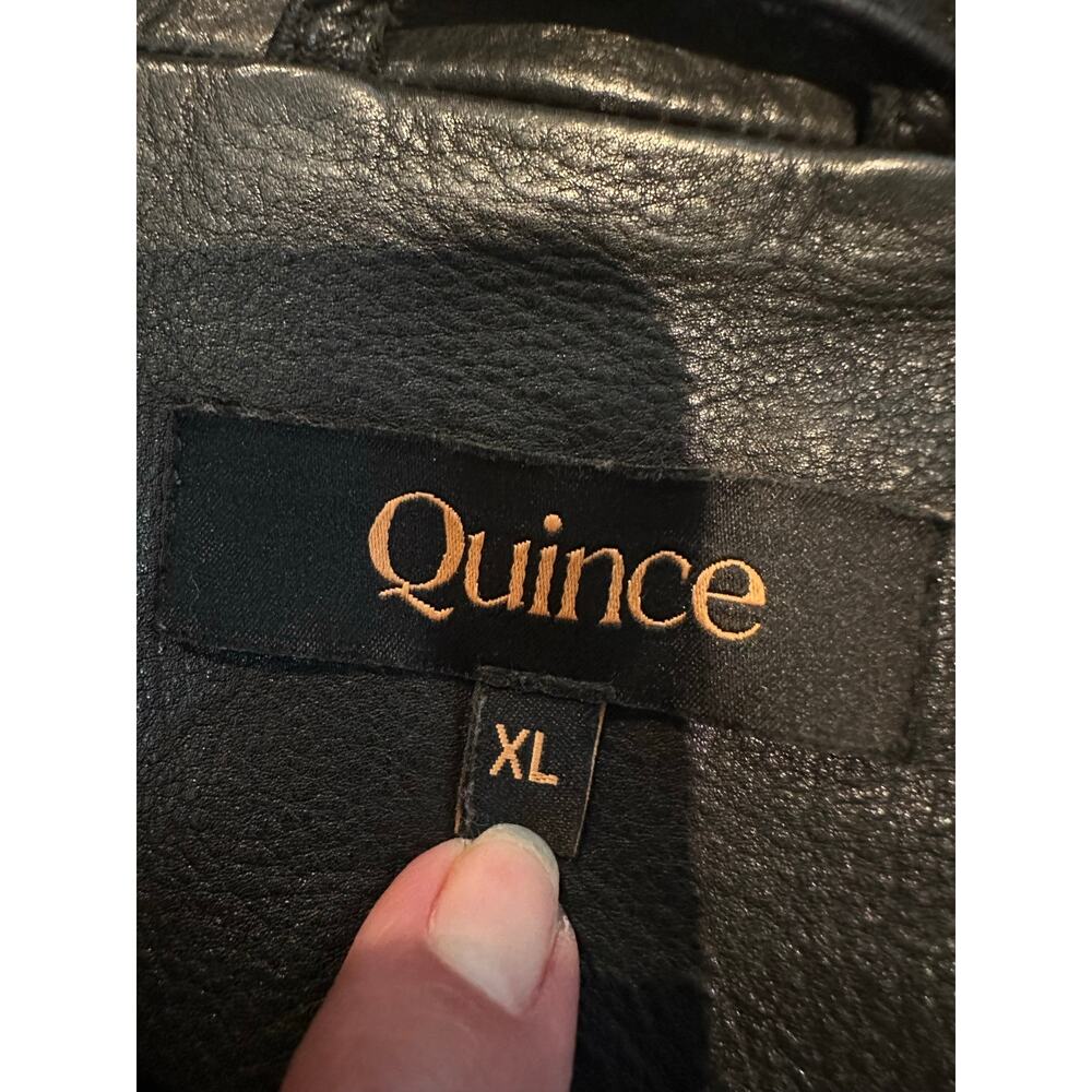 Quince Oversized 100% Leather Moto Jacket Black Women’s Size XL Chic - Picture 6 of 10